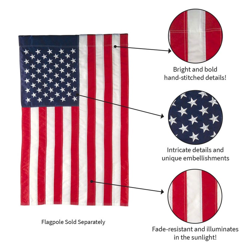 Evergreen Flag Evergreen American Flag 12x18 Double Sided | Patriotic House Flags For Outside Outdoor | Small American Flag Garden Size | Embroidered Stars and Stripes | USA Residential or Commercial - Image 4